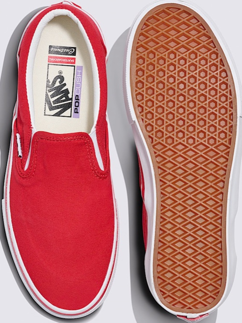 Vans custom non embroidered Red Canvas Classic Slip-On Loafers - Picture 5 of 10